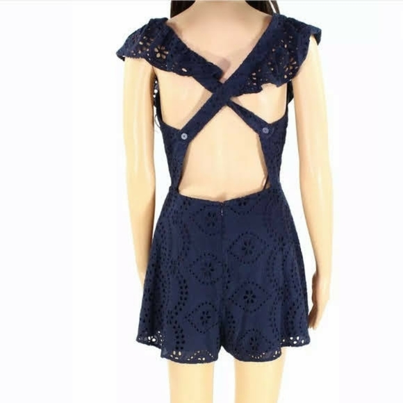 KEEPSAKE the label, Harmony Romper Navy Eyelet w/ ruffles - Picture 3 of 6